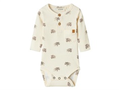 Lil Atelier turtledove rhinoceros/elephant bodysuit